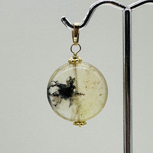 Gemmy Dendritic Peruvian Opal 14K Gold Filled Pendant | Clear Black|1 1/4" Long|