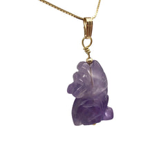 Load image into Gallery viewer, Amethyst Wolf Pendant Necklace | Semi Precious Stone Jewelry | 14k Pendant
