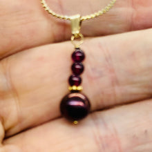 Load image into Gallery viewer, Purple Black Grape Freshwater Pearl 14K Gold Filled Pendant | 1&quot; Long |
