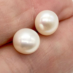 1 Premium 8.5mm 1/2 Drilled White Pearl Bead 003915A