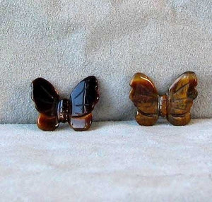 Flutter Hand Carved Tigereye Butterfly Animal Beads | 21x18x5mm | Golden Brown