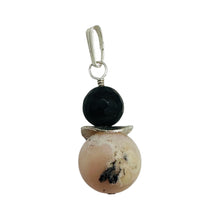 Load image into Gallery viewer, Black Stone Africa Pink Peruvian Opal Sterling Silver Pendant Handmade USA
