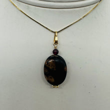 Load image into Gallery viewer, Natural Poppy Ocean Jasper 14K Gold Filled Pendant | Pink, Black | 1 1/4&quot;}
