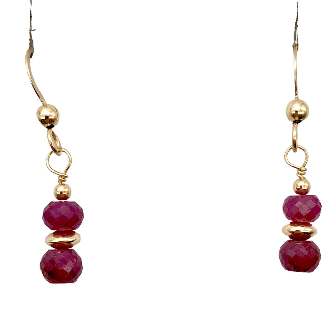 Natural Precious Gemstone Ruby Earrings with Gold Findings