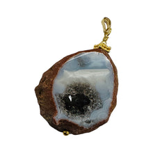 Load image into Gallery viewer, Blue Chalcedony Druzy Circe's Cave 14K Gold Filled Pendant | 1 3/4"Long |
