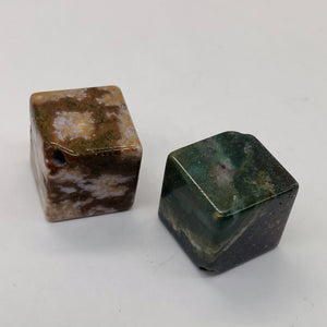 2 Ocean Jasper 14x14x14mm Cubes 1408