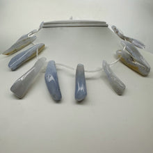 Load image into Gallery viewer, Blue Chalcedony Natural Beads 67g Strand | 44x10 to 30x6mm | 16 Beads |
