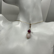 Load image into Gallery viewer, Kunzite Ruby Precious Stone 14K Gold Filled Pendant Necklace | 1 1/4 inch long|

