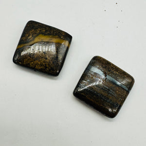 2 Shimmering Bronzite Square Pendant Beads 8261