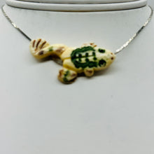 Load image into Gallery viewer, Frog Hand Carved Leaping Centerpiece Bead | Green, Red, Cream | 41.5x18x7mm |
