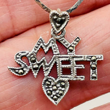 Load image into Gallery viewer, My Sweet Heart Marcasite Sterling Silver Pendant | 1&quot; Long | Silver | 1 Pendant|
