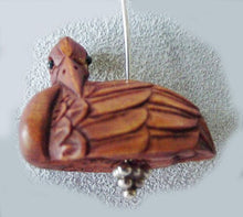 Load image into Gallery viewer, Grace Carved &amp; Signed Boxwood Crane Bird Ojime/Netsuke Bead | 24x19x18mm | Brown
