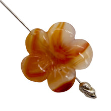 Load image into Gallery viewer, Plumeria! Carved Carnelian Hawaiian Flower Bead | Orange | 25x6mm | 1 Bead |
