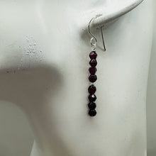 Load image into Gallery viewer, Merlot Mozambique Garnet Faceted Beads Sterling Silver Earrings | 1 3/4" Dangle|
