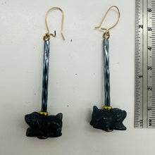 Load image into Gallery viewer, Hand Carved Sodalite Dog Puppy and 14Kgf Earrings 6142
