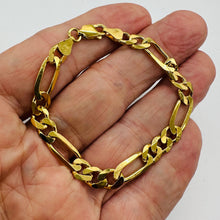 Load image into Gallery viewer, Handmade Italian 18K Gold Vermeil Figaro Chain Bracelet | 7mm | 7" | 10g |
