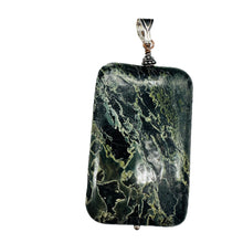 Load image into Gallery viewer, Tsunami Stone Sterling Silver Rectangle Pendant | 3&quot; Long | Green White |
