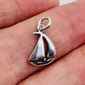 Sailing Boat Sterling Silver Charm | 3/4" Long | Silver | 1 Pendant |
