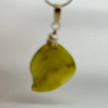 Load image into Gallery viewer, Jade Carved Leaf Sterling Silver Drop Pendant | 1 1/4&quot; Long| Green | 1 Pendant|
