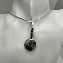 Load image into Gallery viewer, Gemmy Peruvian Opal w/Garnet Sterling Silver Pendant | Clear, Red |1 1/4&quot; Long |
