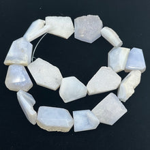 Load image into Gallery viewer, Drusy Blue Chalcedony 136g Quadrilateral Strand | 31x20 to 21x17mm| Blue, White|
