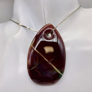 Hand Carved Bloodstone Agate Pendant Bead | 54x33x6mm| Green Red | Oval | 1 Bead