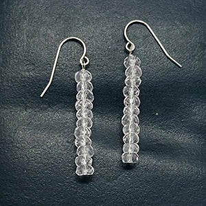 Light Pink Clouds Rose Quartz Sterling Silver Semi Precious Gemstone Earrings