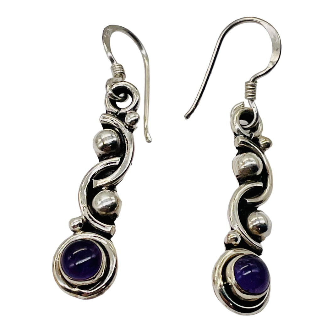 Amethyst Sterling Silver Drop/Dangle Earrings | 1 1/2