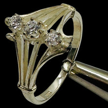 Load image into Gallery viewer, Three Stone Cubic Zirconia Promise Ring Sterling Silver Size 6.75
