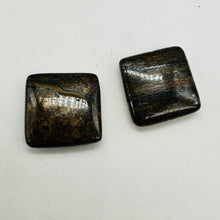 Load image into Gallery viewer, 2 Shimmering Bronzite Square Pendant Beads 8261
