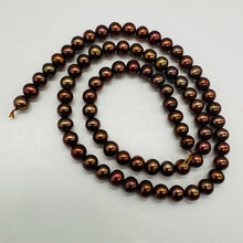 Load image into Gallery viewer, Copper Freshwater Pearl Strand 5.5mm Round 16 Inch 76 Genuine Pearl Beads
