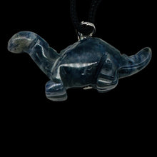 Load image into Gallery viewer, Sodalite Diplodocus Dinosaur Pendant | 1&#39; Long | Blue, White |
