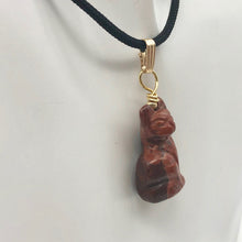 Load image into Gallery viewer, Jasper Kitty Cat Pendant Necklace|Semi Precious Stone Jewelry|14K Pendant
