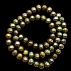 Fresh Water Pearls 16" Strand Round Pearls | 7mm | Golden Green | 1 Strand |