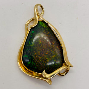 Stunning 14K Opal Goddess Pendant | 2 1/4" Long | Fire Green Red | 1 Pendant |