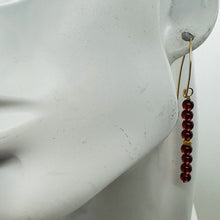 Load image into Gallery viewer, Champagne Garnet AAA 4mm Round Bead Dangle Earrings | 2" Long | Red |
