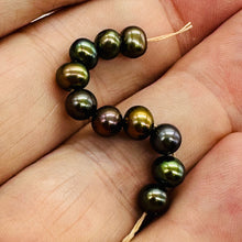 Load image into Gallery viewer, Natural Green Gold Red Freshwater Pearl Parcel 10 Round 5mm Cultured Pearls
