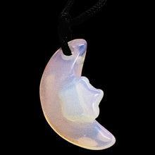 Load image into Gallery viewer, Blue White Opalized Glass Star and Moon Pendant Necklace Celestial

