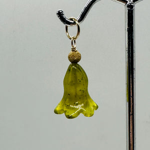 Jade Lily Flower 14K Yellow Gold Filled Pendant | Green | 1" Long |