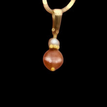 Load image into Gallery viewer, Sunstone and Pearl14K Gold Filled Pendant | 3/4 &quot; (Long) | Orange |
