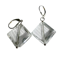 Load image into Gallery viewer, Carved Quartz Diamond-Shaped Beads &amp; Silver Earrings 310049A

