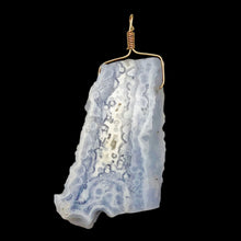 Load image into Gallery viewer, 87cts Blue Chalcedony Druzy Dream Bead 14K Gold Filled Pendant | 2 3/4&quot;Long |
