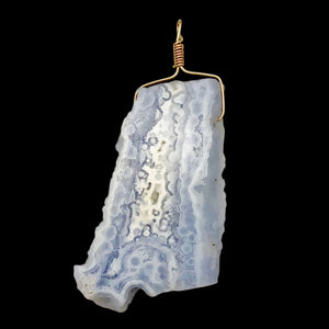 87cts Blue Chalcedony Druzy Dream Bead 14K Gold Filled Pendant | 2 3/4"Long |