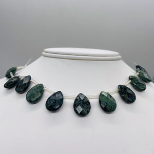 Green Kambaba Jasper Faceted Briolette Bead Strand 107304