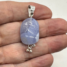 Load image into Gallery viewer, Blue Chalcedony Sterling Silver Designer Freeform Pendant | 2&quot; Long|Blue Silver|
