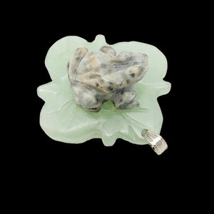 Ribbit 1 Lapis Frog On Aventurine Lily Pad Sterling Pendant | 28x28.5x11mm |