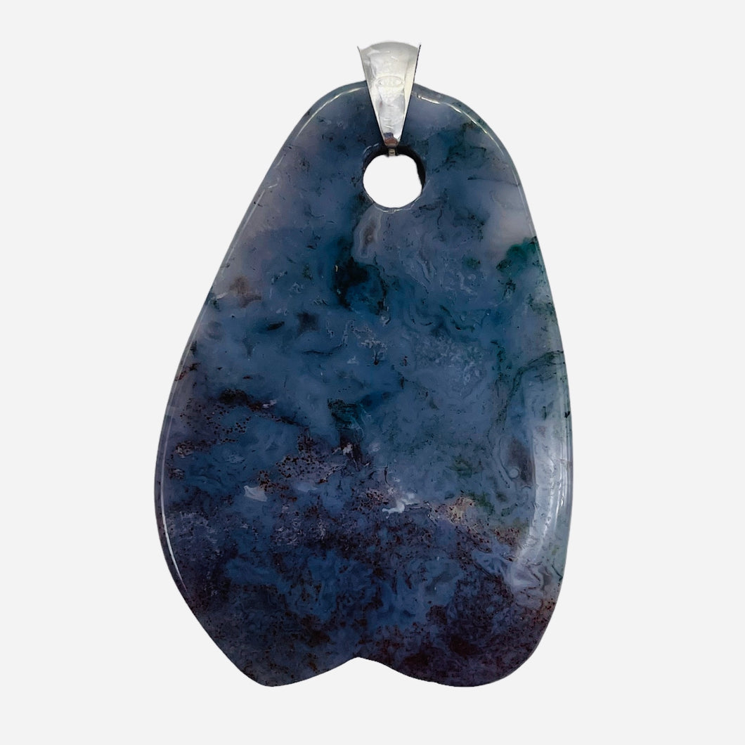 Hand Carved Fancy Jasper Sterling Silver Pendant | 2 1/4