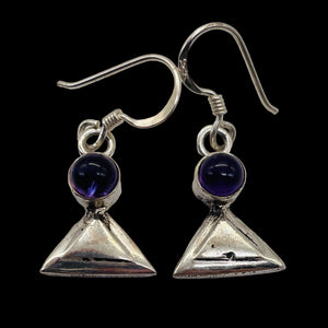 Amethyst Sterling Silver Triangle Earrings | 1" Long | Purple | 1 Pair |