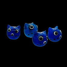 Load image into Gallery viewer, Kitty Cat Ceramic Round Beads | 15mm | Midnight Blue | 4 Beads |
