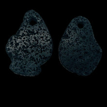 Load image into Gallery viewer, Lava Stone Carved Teardrop Pendant Beads | 55x38x6mm | Black | 2 Beads |
